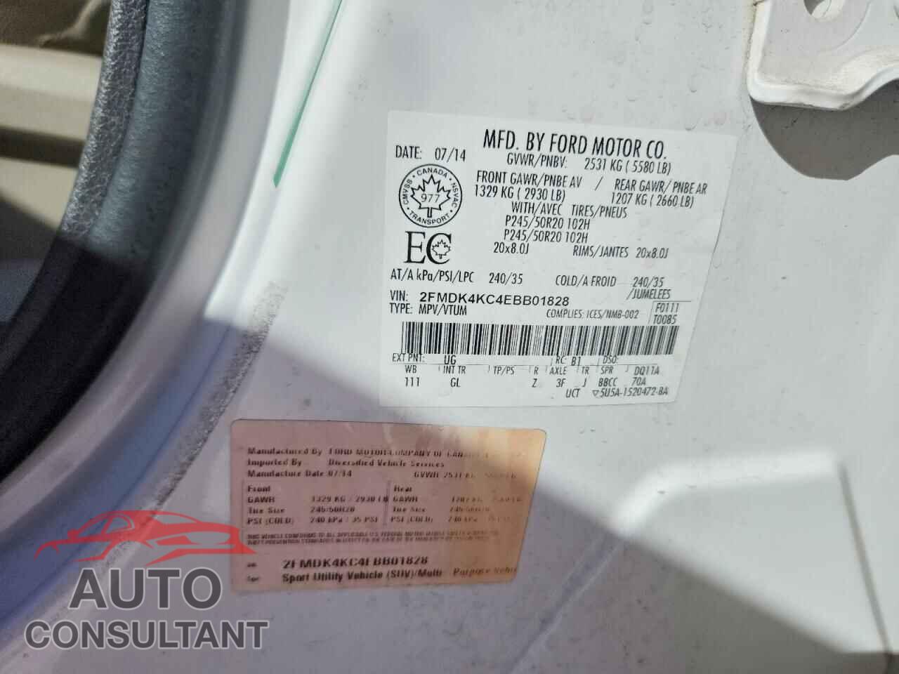 FORD EDGE 2014 - 2FMDK4KC4EBB01828