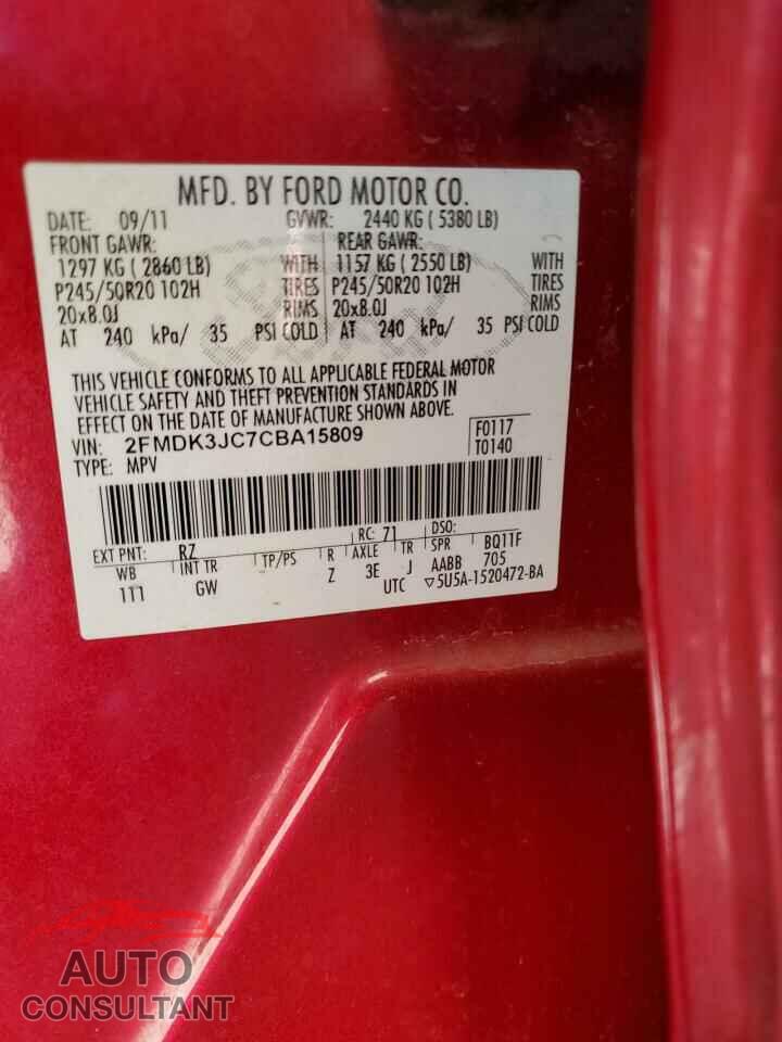 FORD EDGE 2012 - 2FMDK3JC7CBA15809