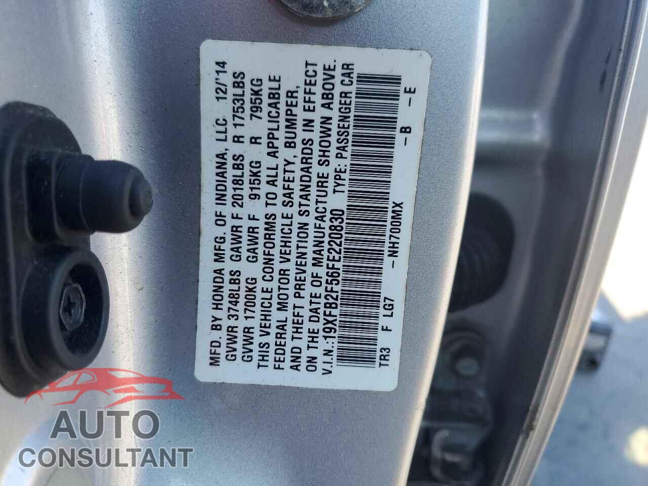 HONDA CIVIC 2015 - 19XFB2F56FE220830