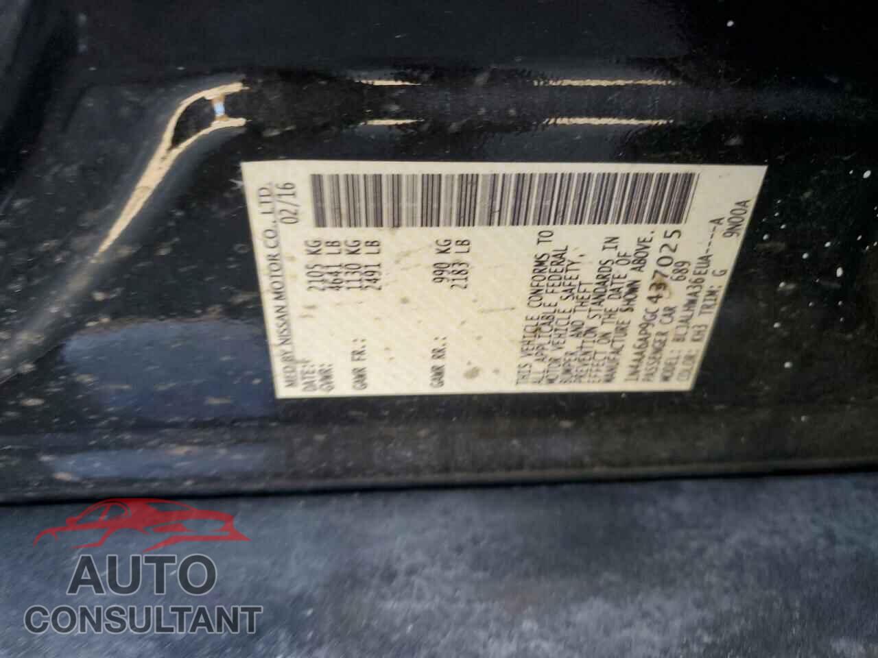 NISSAN MAXIMA 2016 - 1N4AA6AP9GC437025