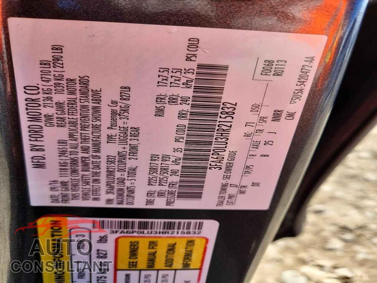 FORD FUSION 2017 - 3FA6P0LU3HR215832
