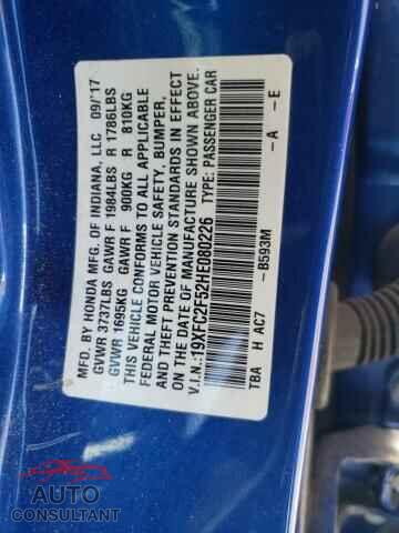 HONDA CIVIC 2017 - 19XFC2F52HE080226