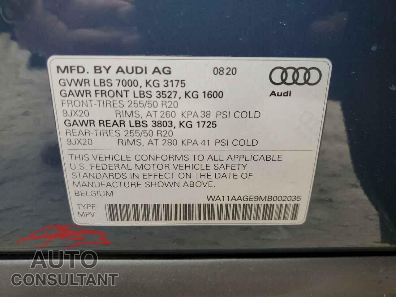 AUDI E-TRON 2021 - WA11AAGE9MB002035