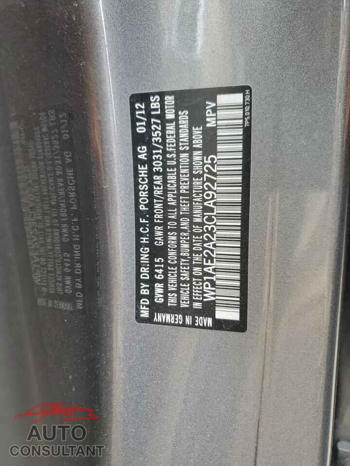 PORSCHE CAYENNE 2012 - WP1AE2A23CLA92725
