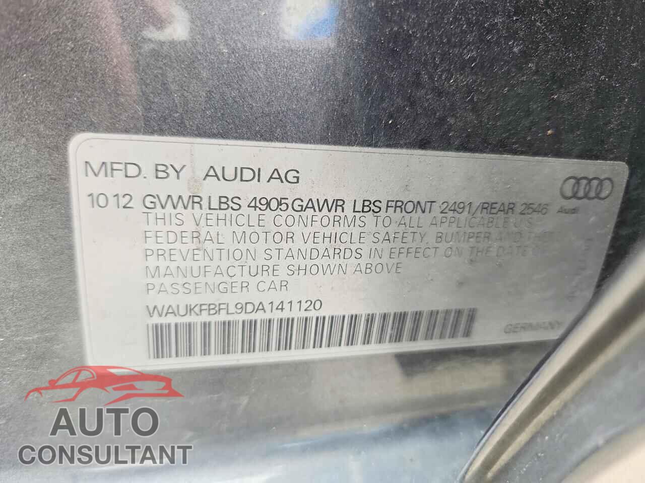 AUDI A4 2013 - WAUKFBFL9DA141120