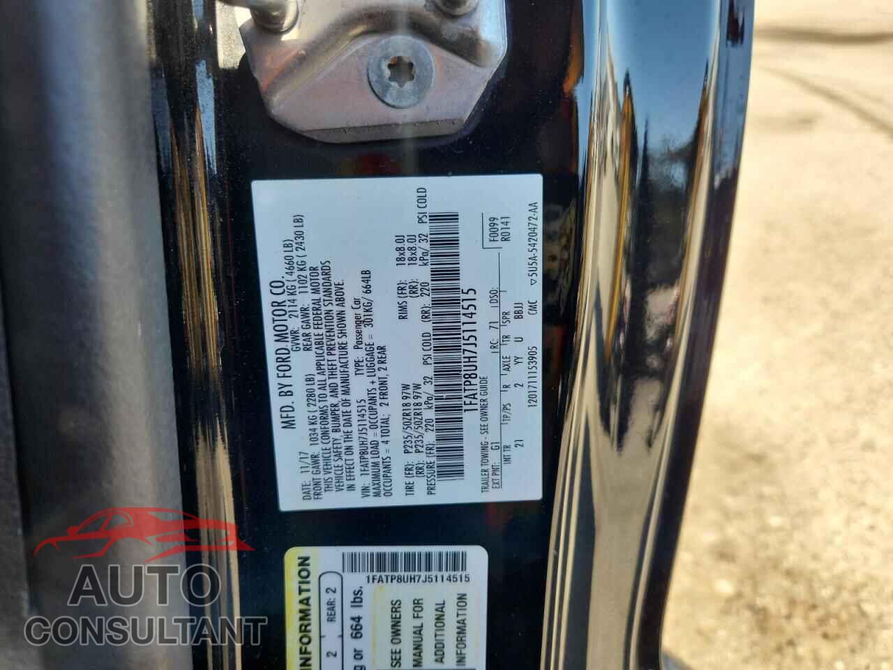 FORD MUSTANG 2018 - 1FATP8UH7J5114515