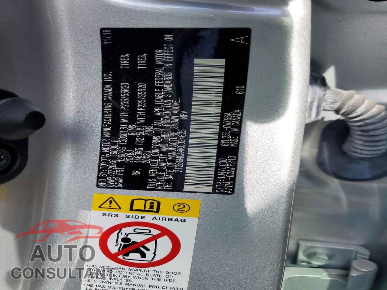 LEXUS RX450 2019 - 2T2BGMCA4KC034625