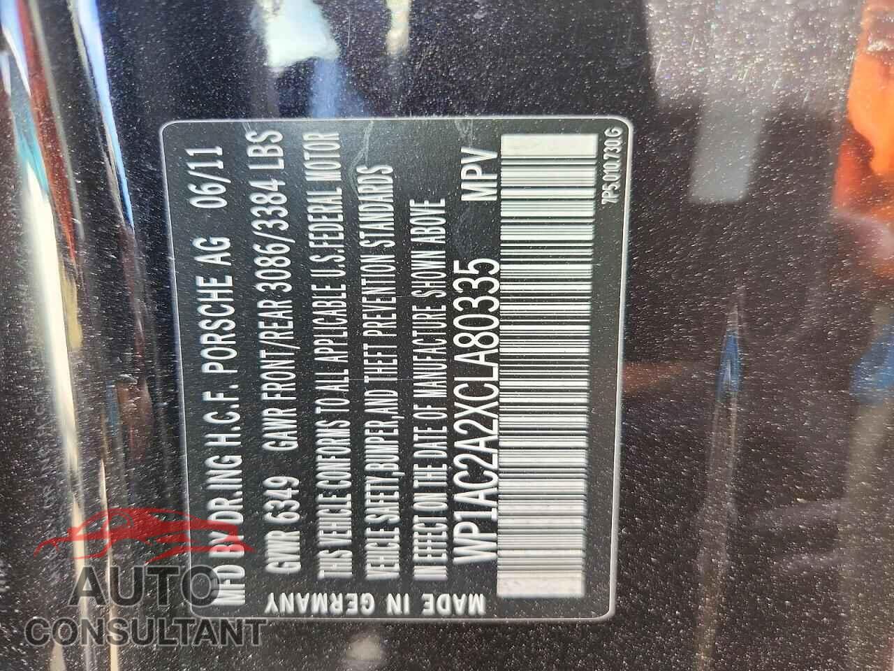 PORSCHE CAYENNE 2012 - WP1AC2A2XCLA80335