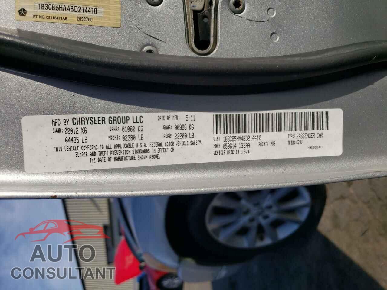 DODGE CALIBER 2011 - 1B3CB5HA4BD214410