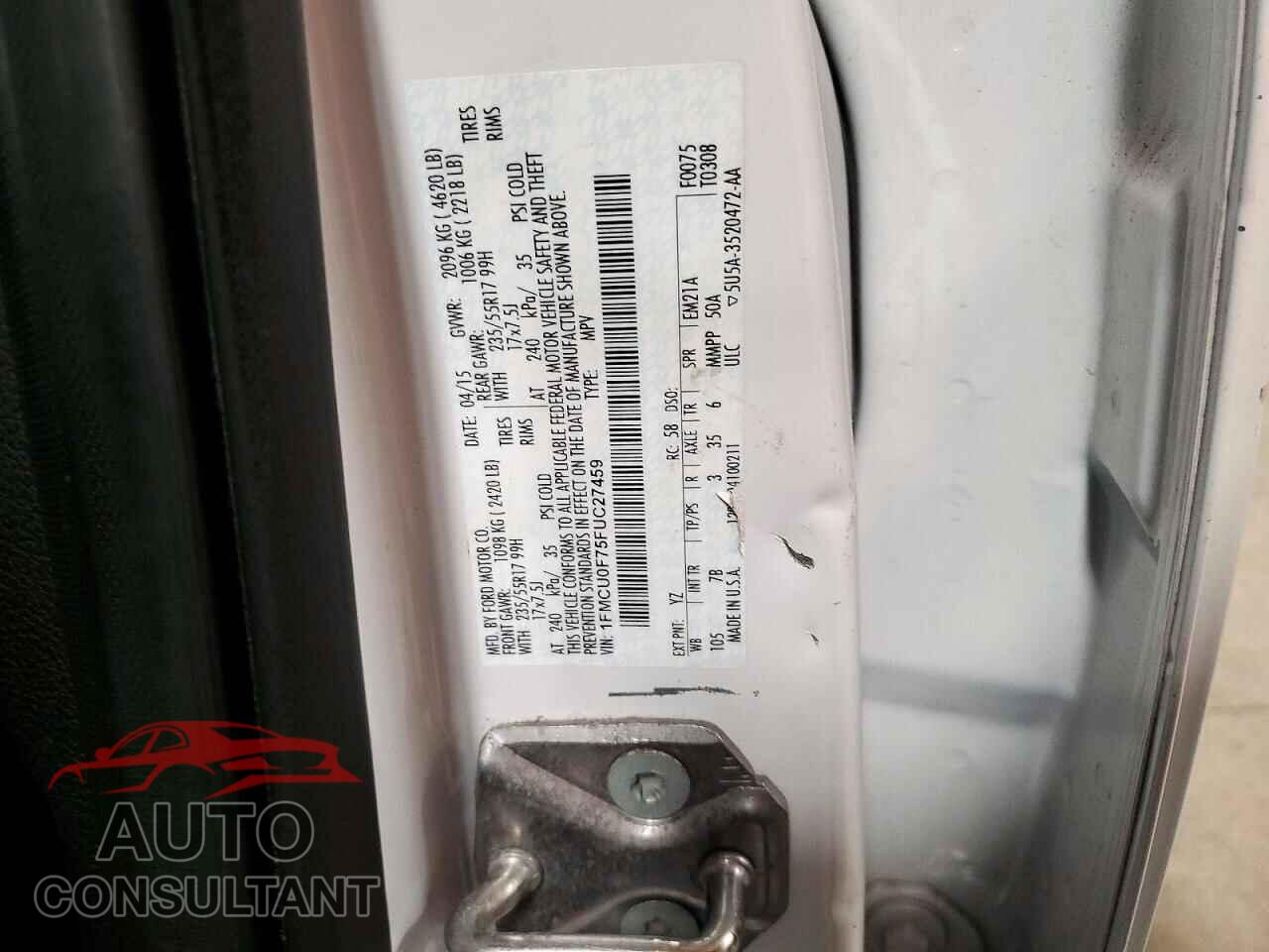 FORD ESCAPE 2015 - 1FMCU0F75FUC27459