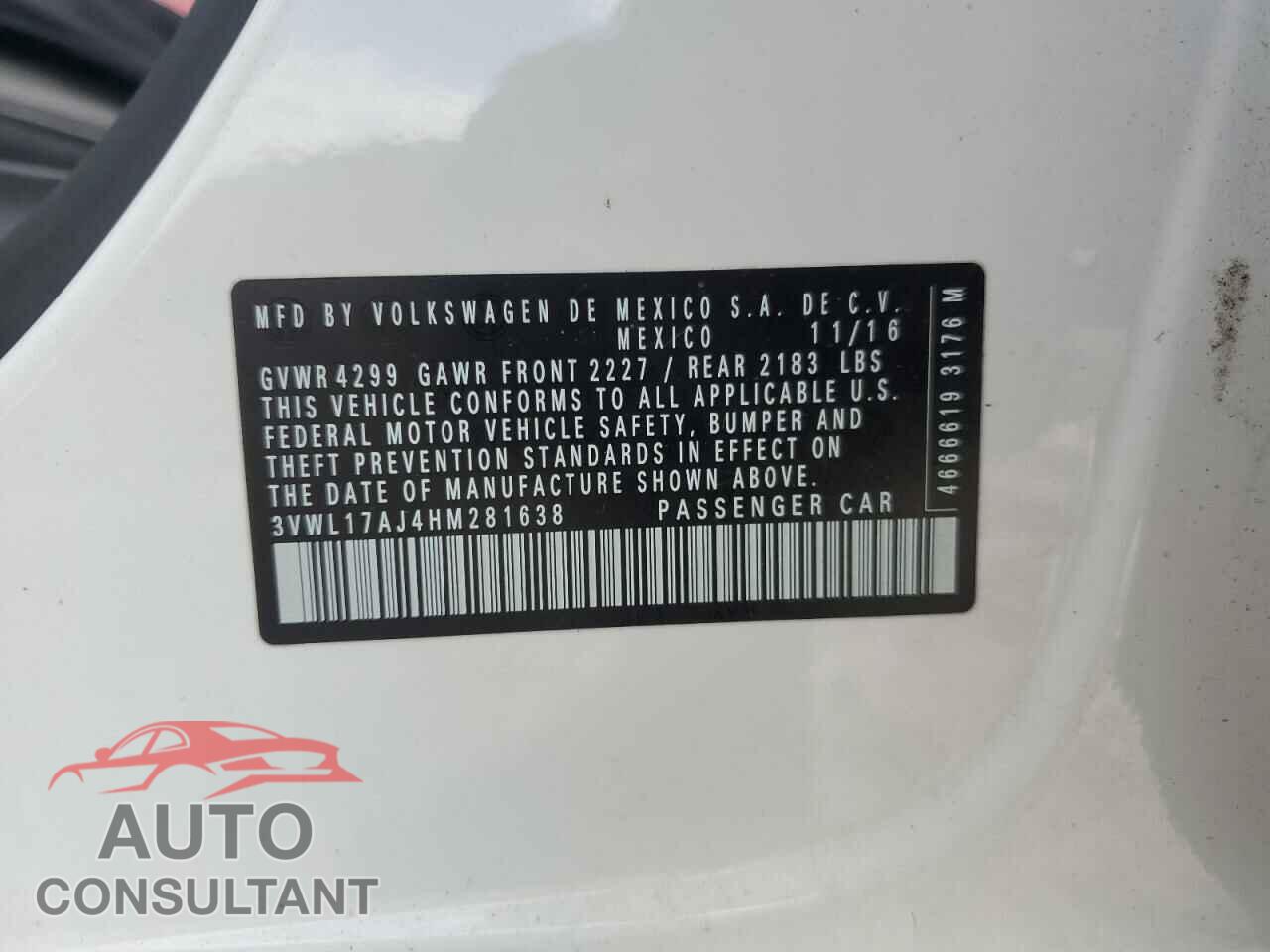 VOLKSWAGEN JETTA 2017 - 3VWL17AJ4HM281638