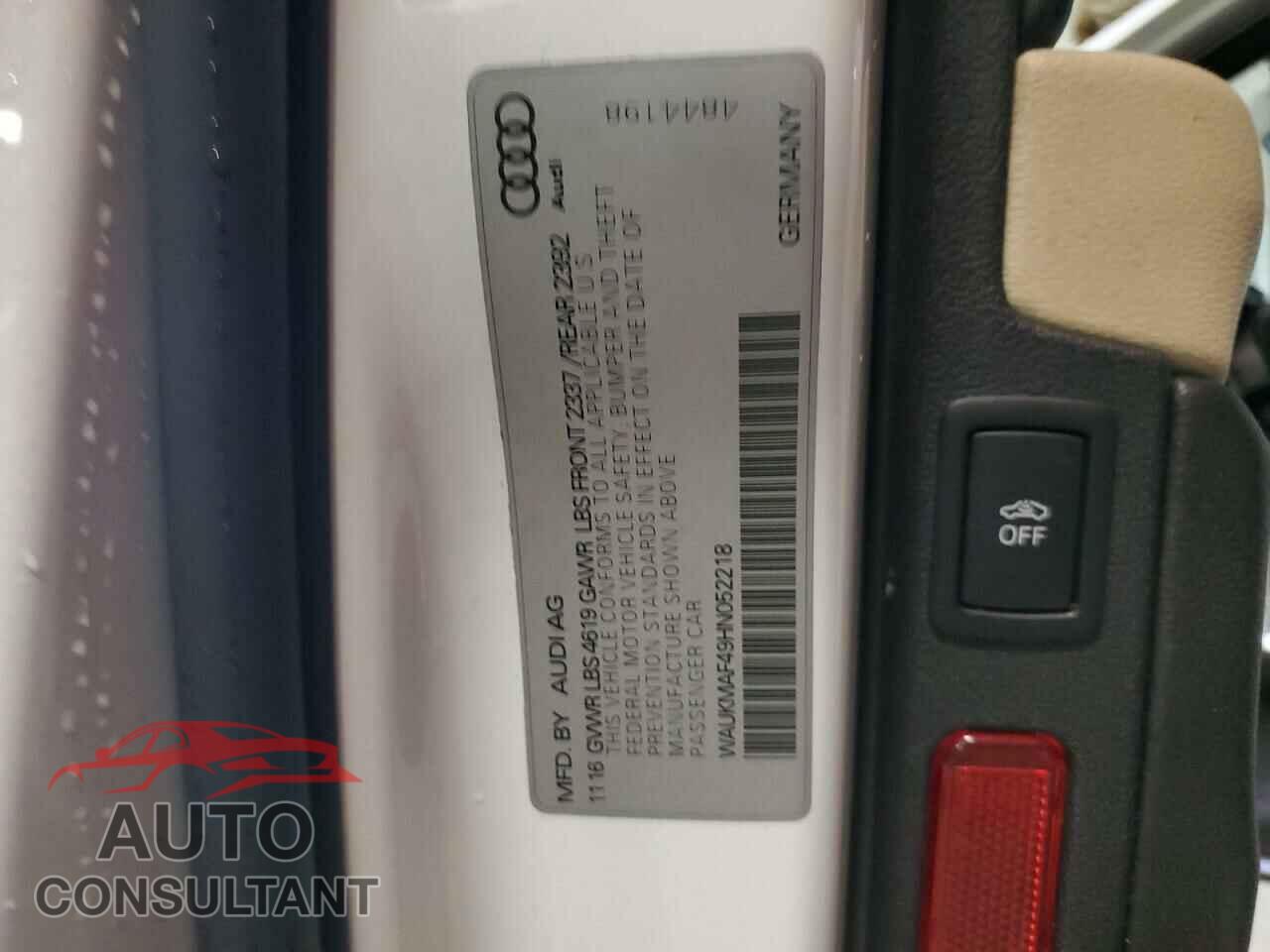 AUDI A4 2017 - WAUKMAF49HN052218