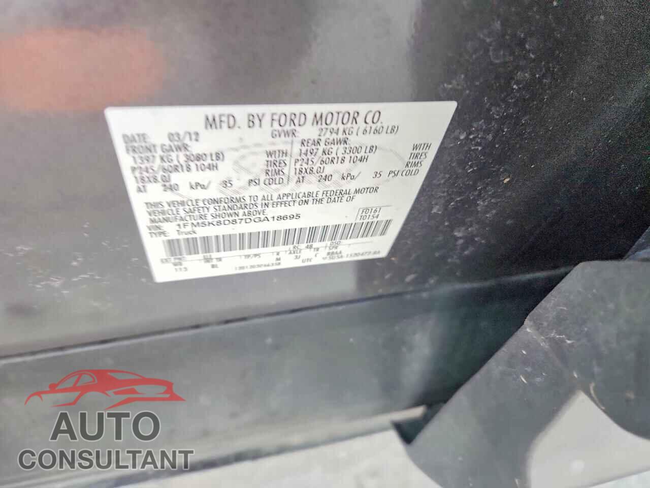 FORD EXPLORER 2013 - 1FM5K8D87DGA18695