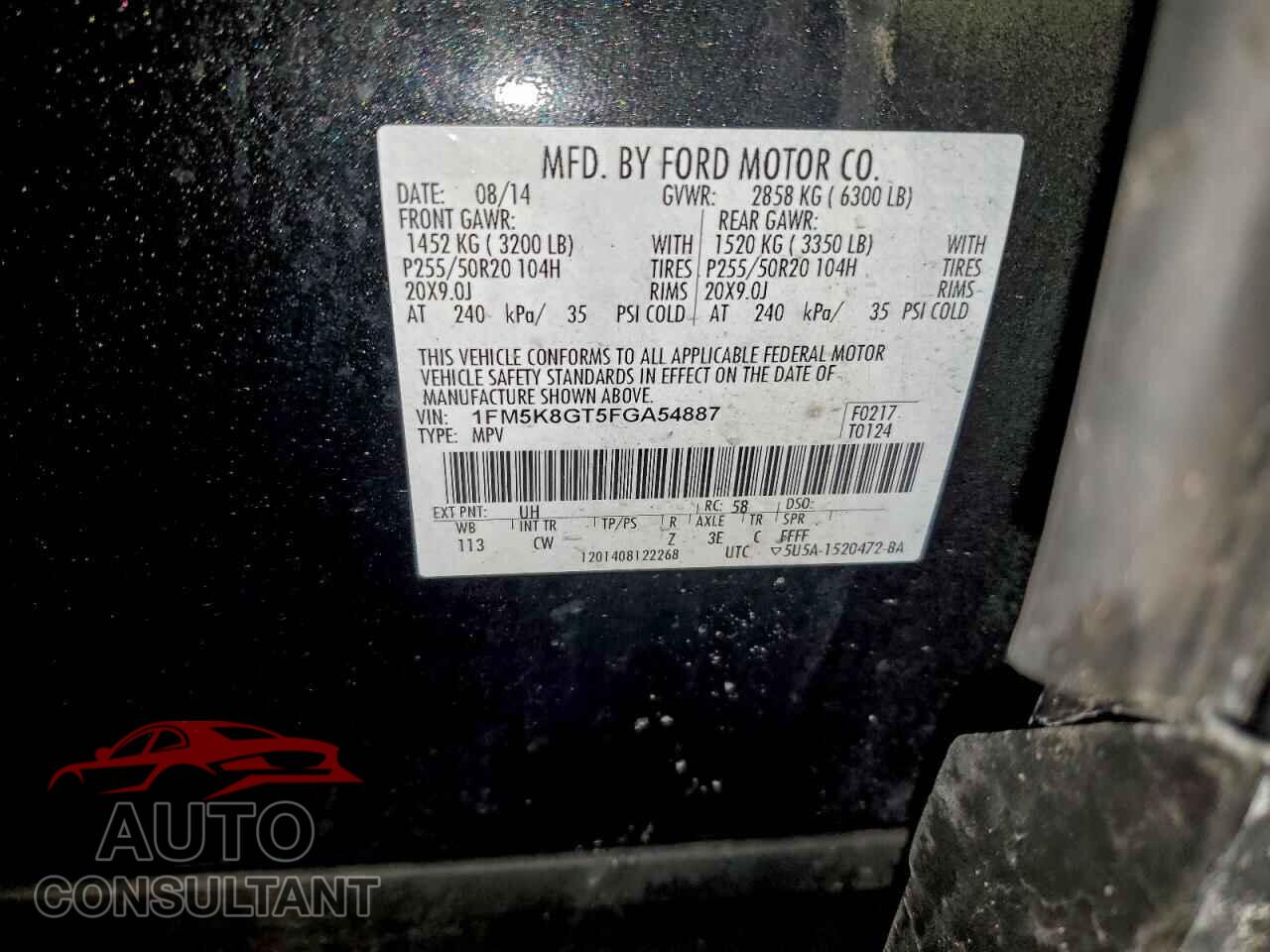 FORD EXPLORER 2015 - 1FM5K8GT5FGA54887