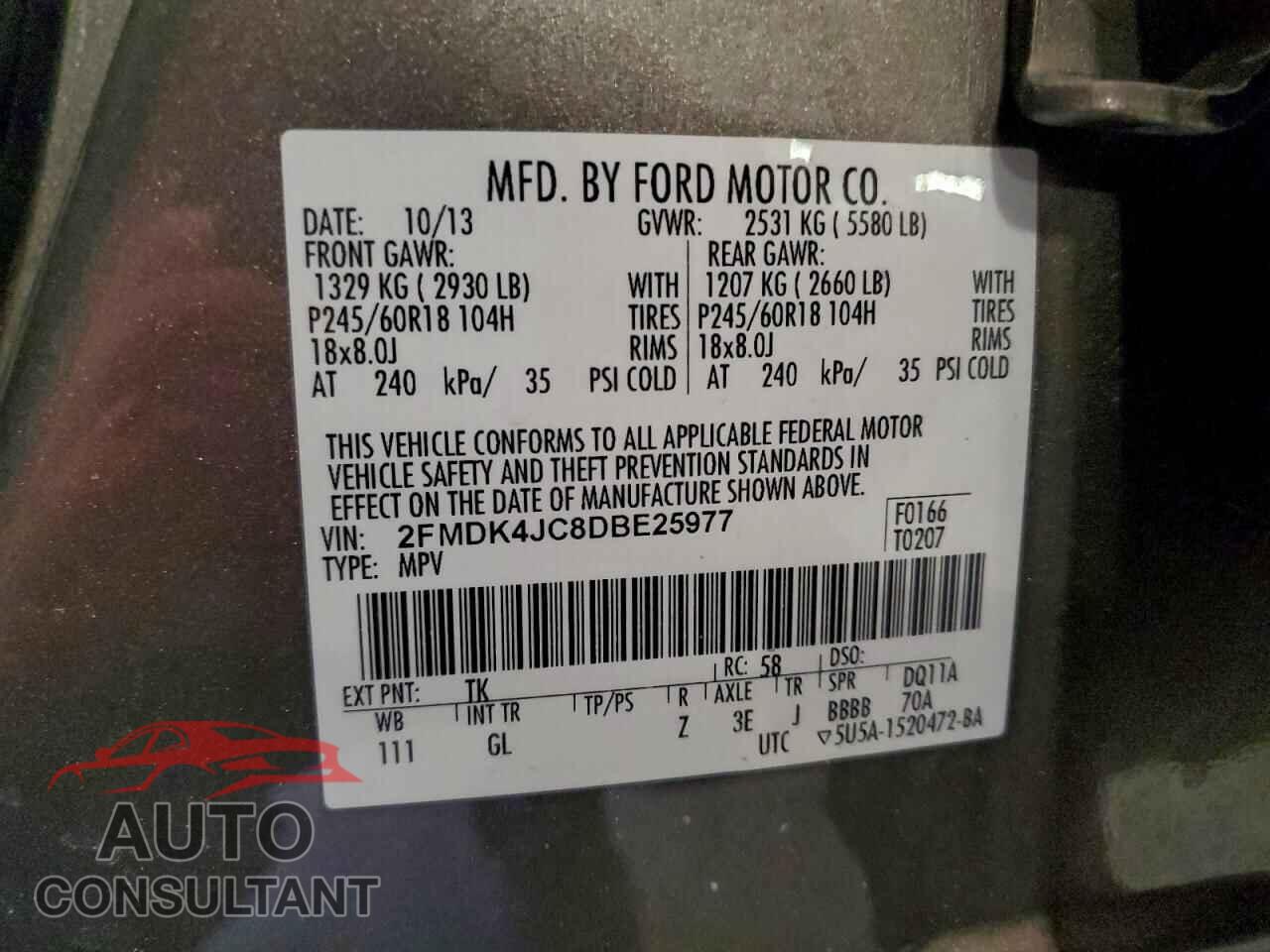 FORD EDGE 2013 - 2FMDK4JC8DBE25977