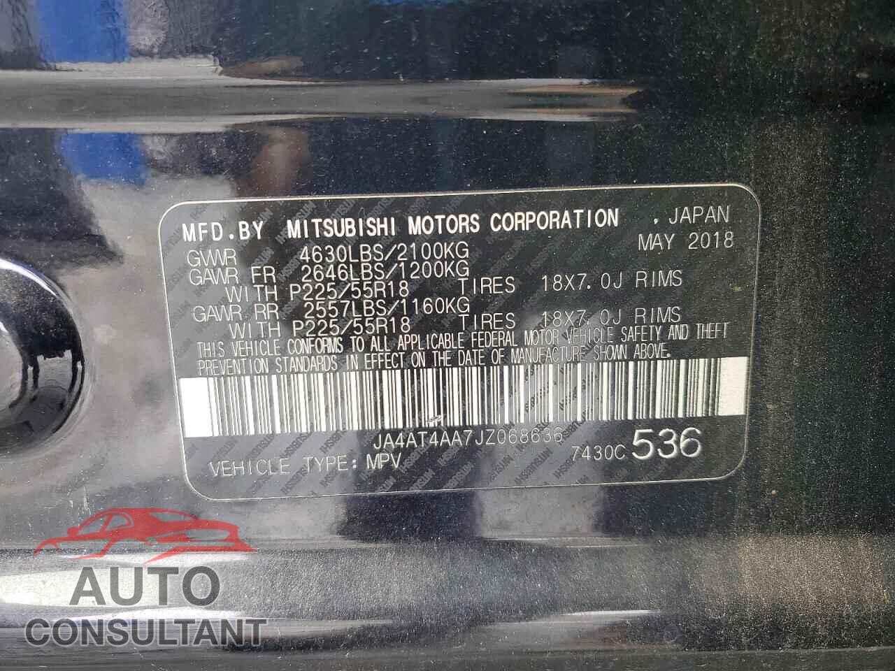 MITSUBISHI ECLIPSE 2018 - JA4AT4AA7JZ068636