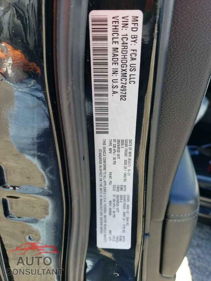 DODGE DURANGO 2021 - 1C4RDHDGXMC749782