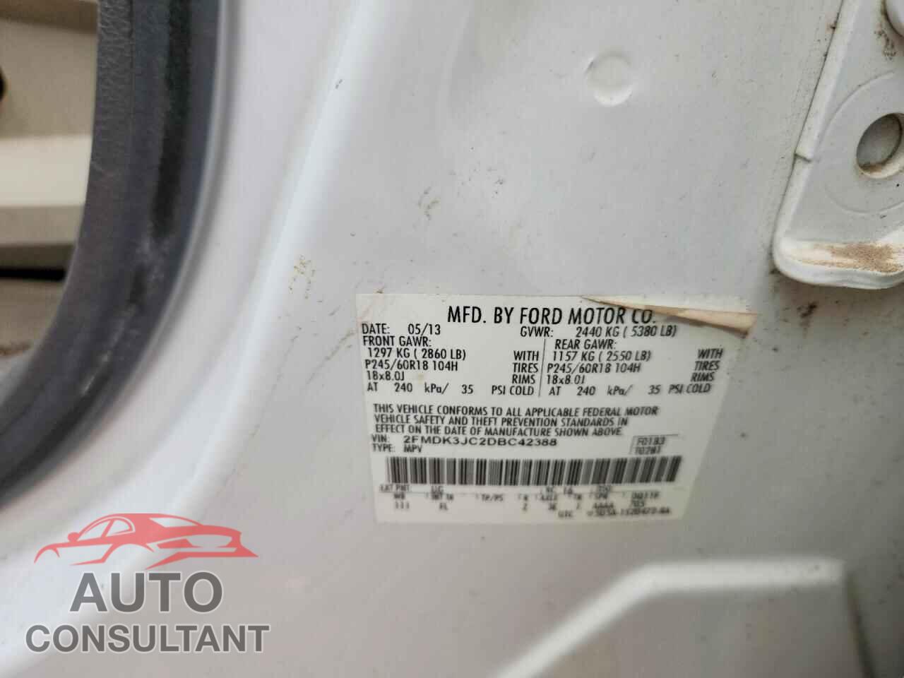 FORD EDGE 2013 - 2FMDK3JC2DBC42388