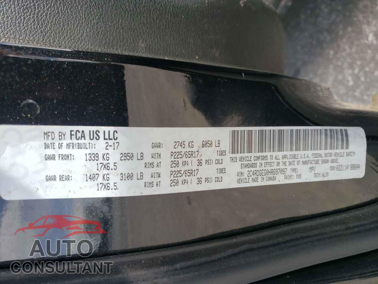DODGE CARAVAN 2017 - 2C4RDGEG0HR697097