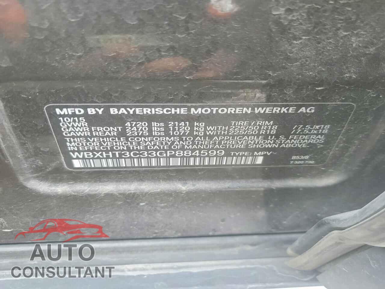 BMW X1 2016 - WBXHT3C33GP884599