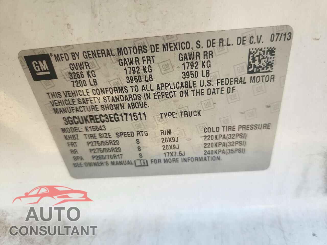 CHEVROLET SILVERADO 2014 - 3GCUKREC3EG171511