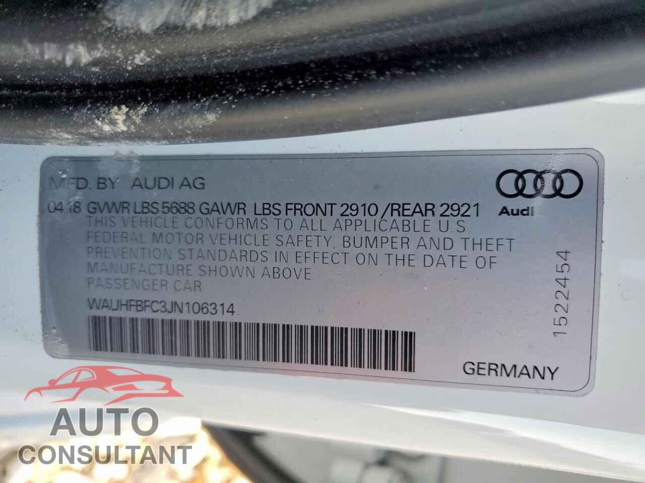 AUDI S6/RS6 2018 - WAUHFBFC3JN106314