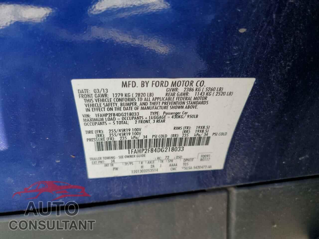 FORD TAURUS 2013 - 1FAHP2F84DG218033