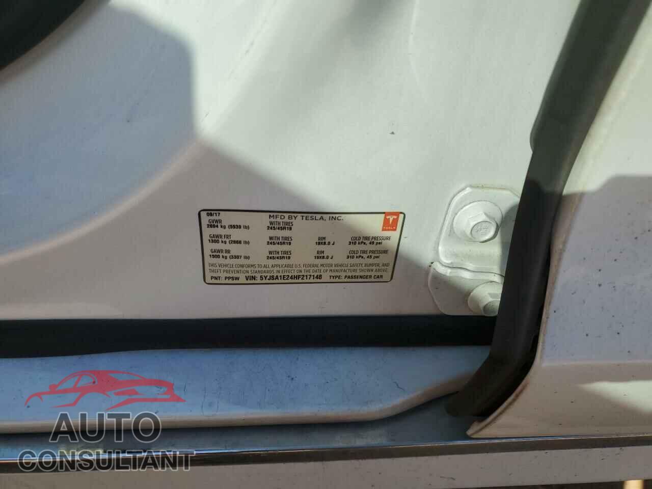 TESLA MODEL S 2017 - 5YJSA1E24HF217148