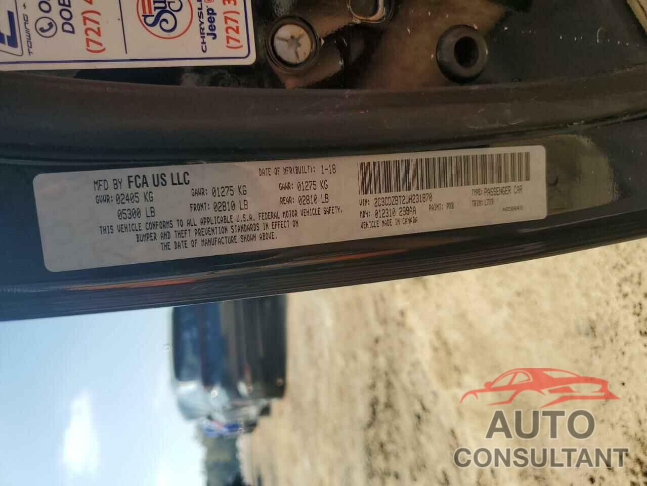 DODGE CHALLENGER 2018 - 2C3CDZBT2JH231870