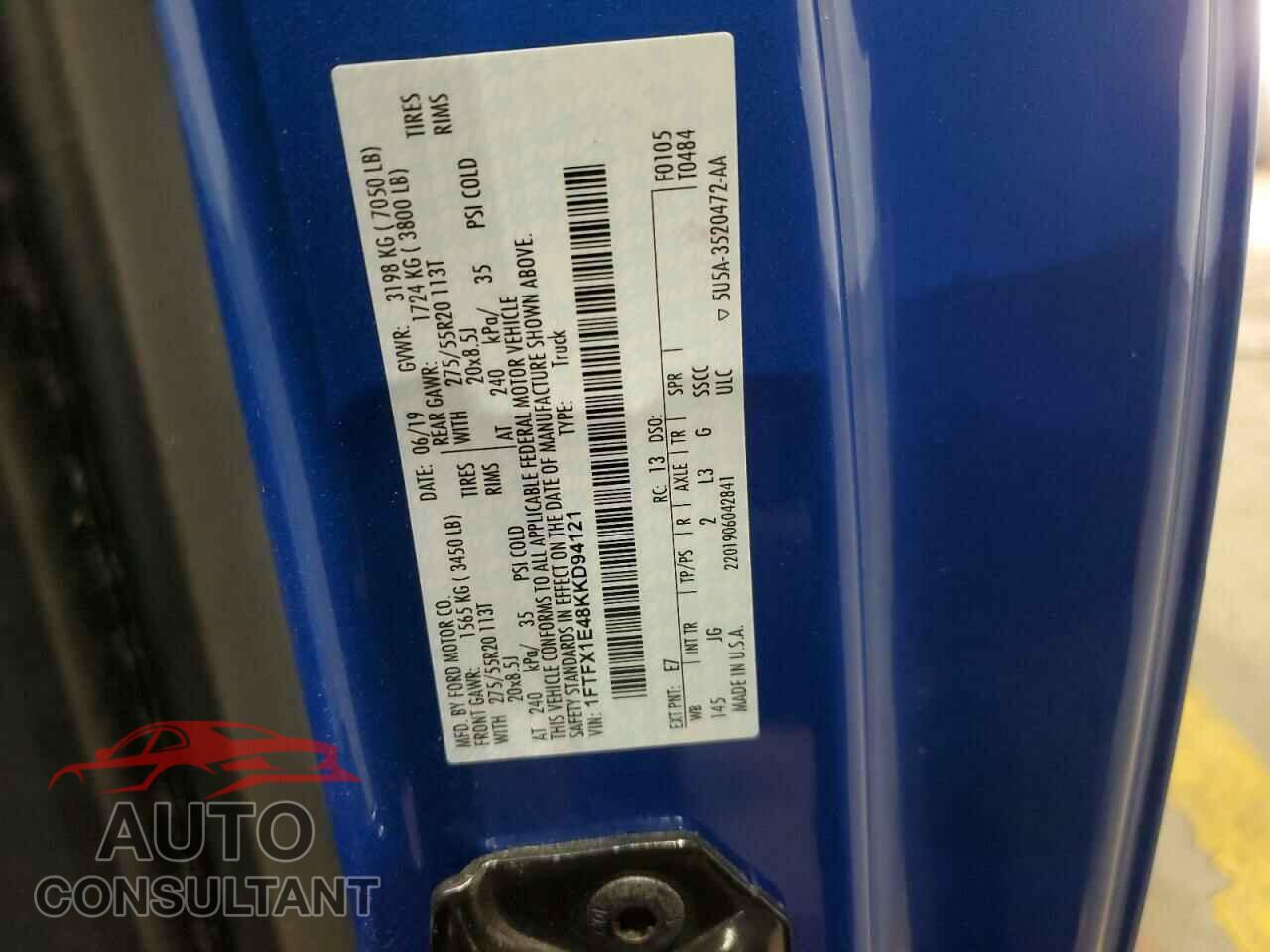 FORD F-150 2019 - 1FTFX1E48KKD94121
