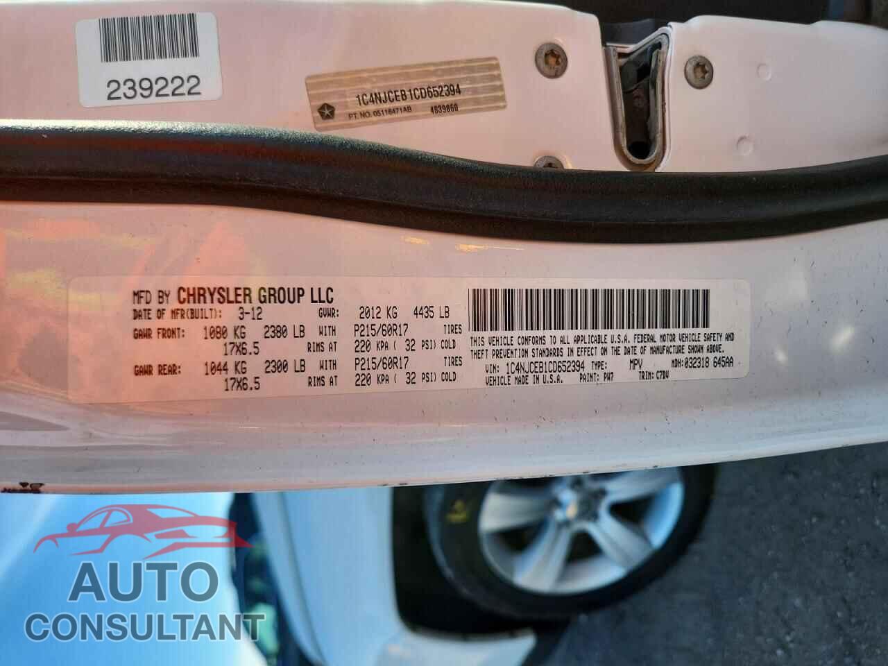 JEEP COMPASS 2012 - 1C4NJCEB1CD652394