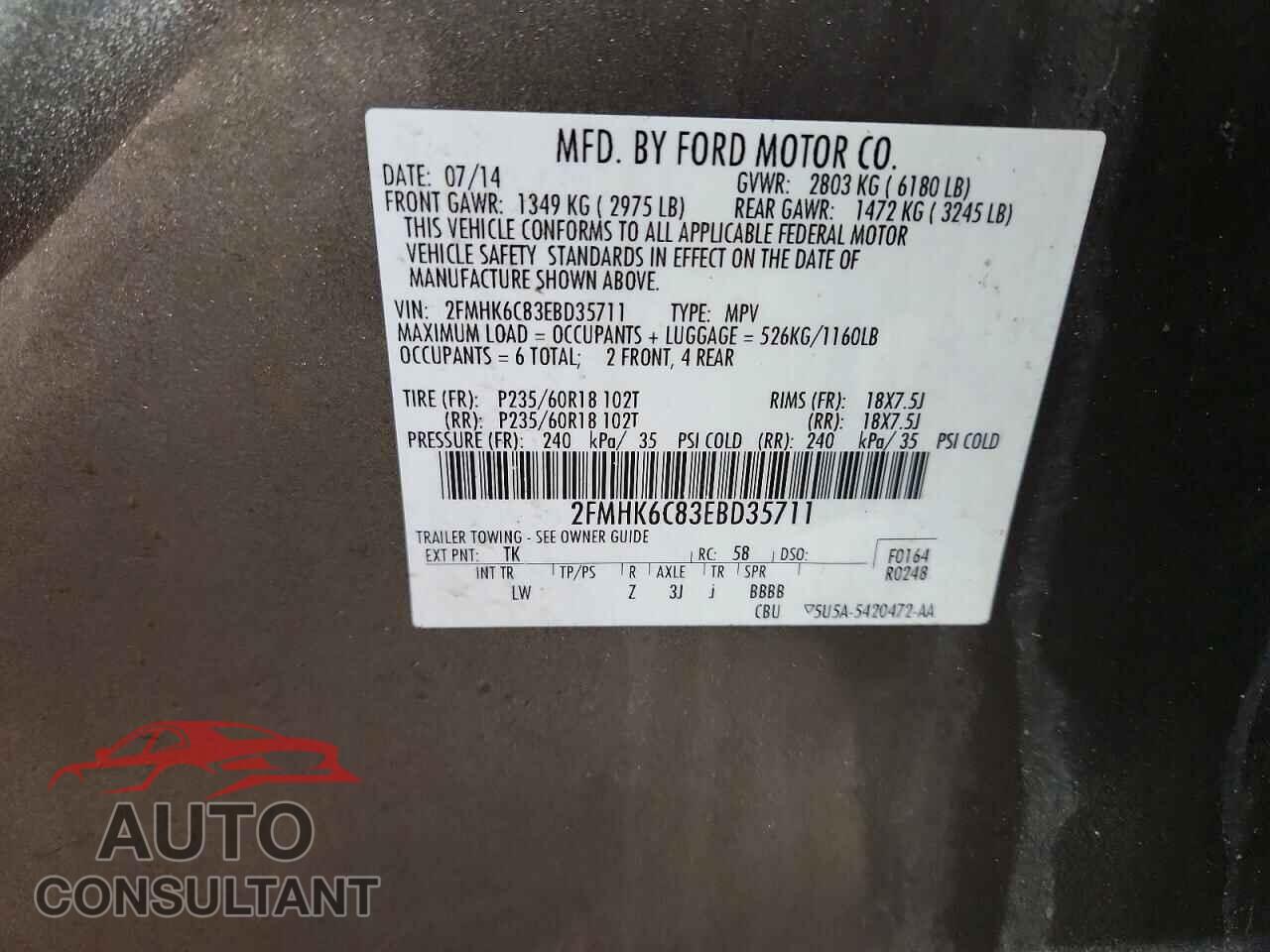 FORD FLEX 2014 - 2FMHK6C83EBD35711