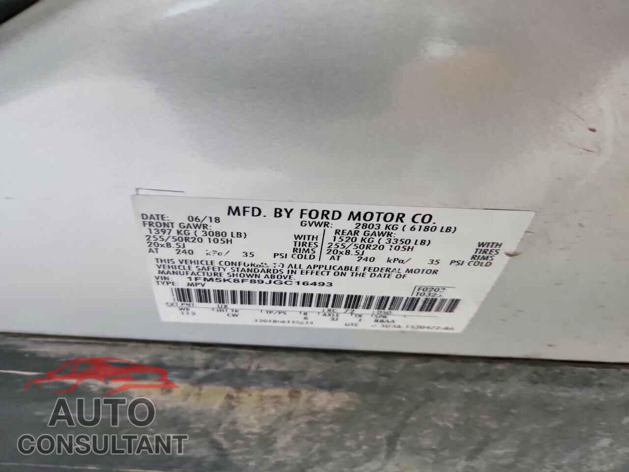 FORD EXPLORER 2018 - 1FM5K8F89JGC16493
