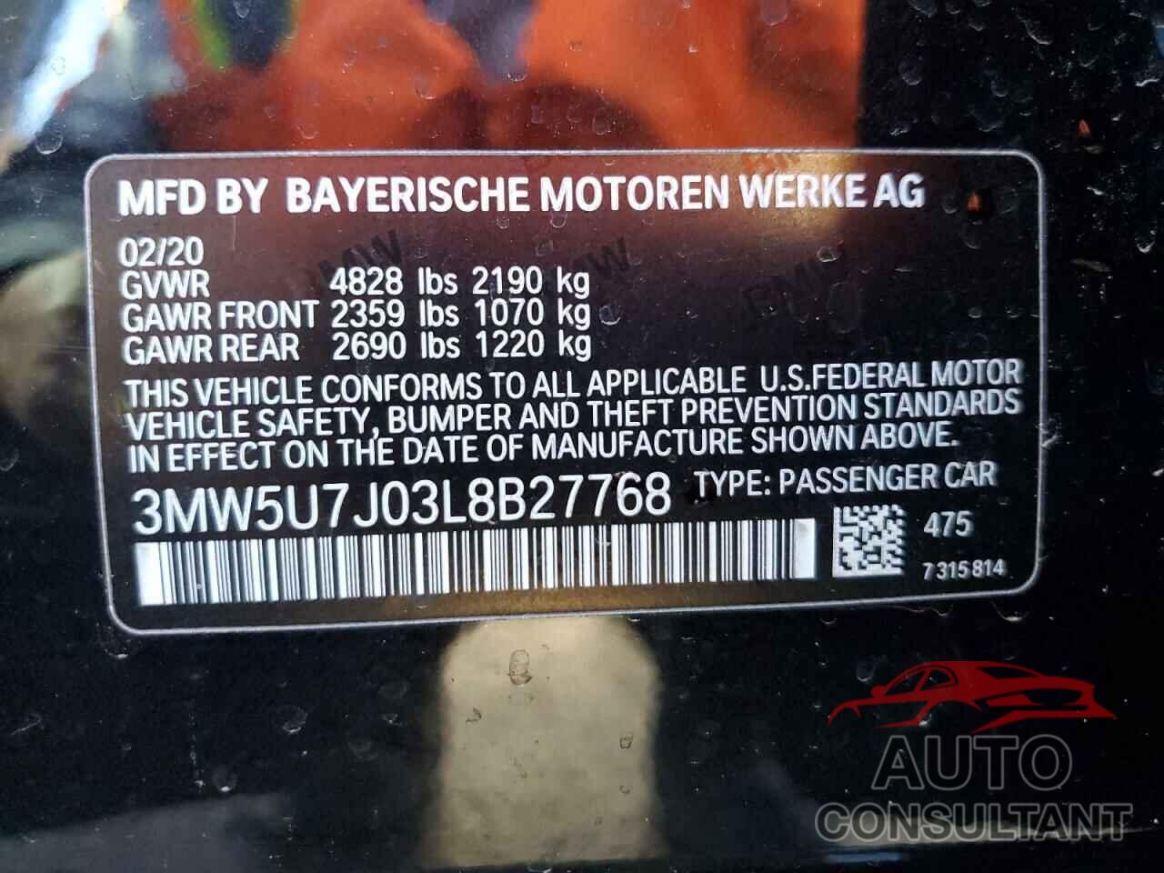 BMW M3 2020 - 3MW5U7J03L8B27768