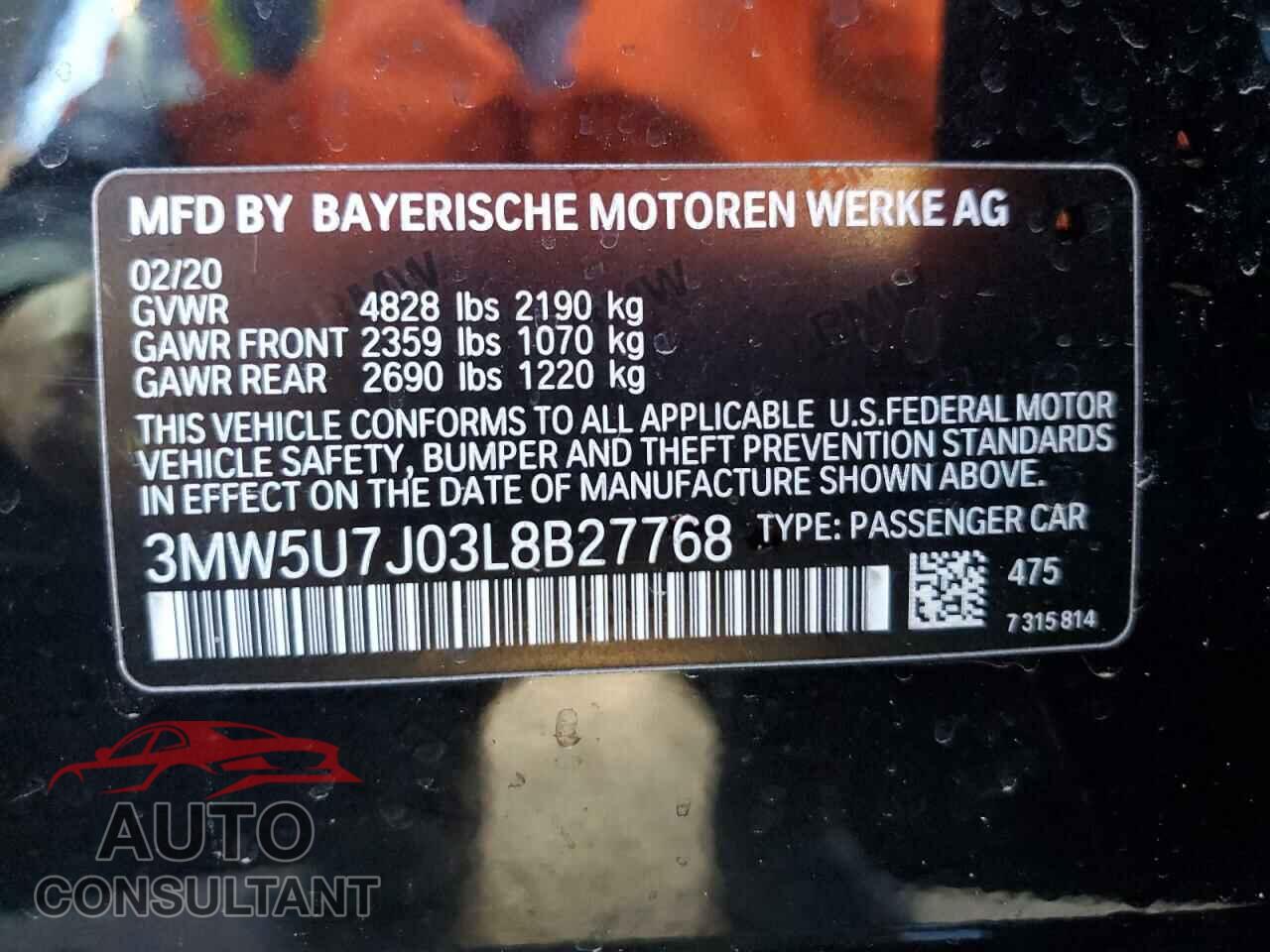 BMW M3 2020 - 3MW5U7J03L8B27768