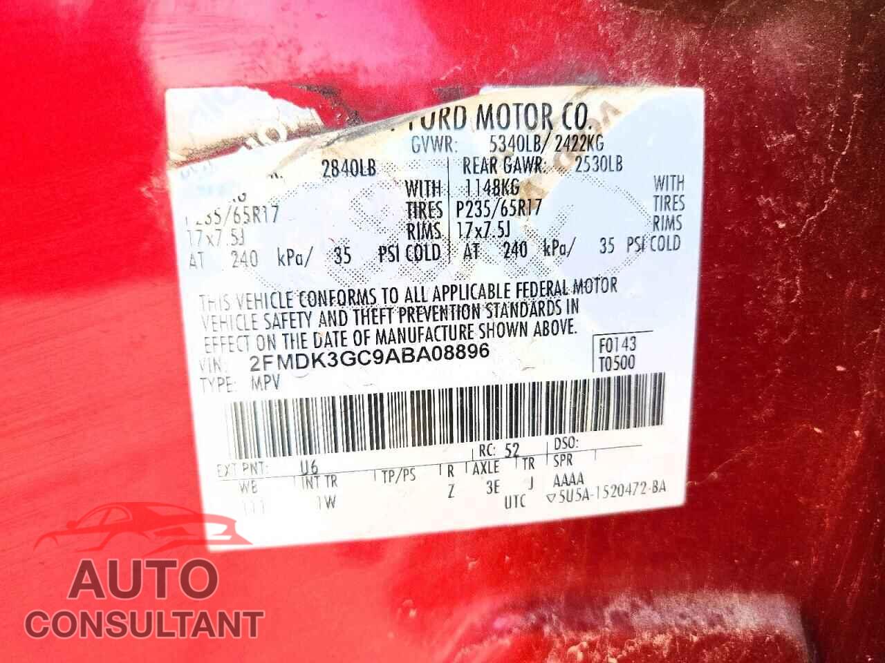 FORD EDGE 2010 - 2FMDK3GC9ABA08896