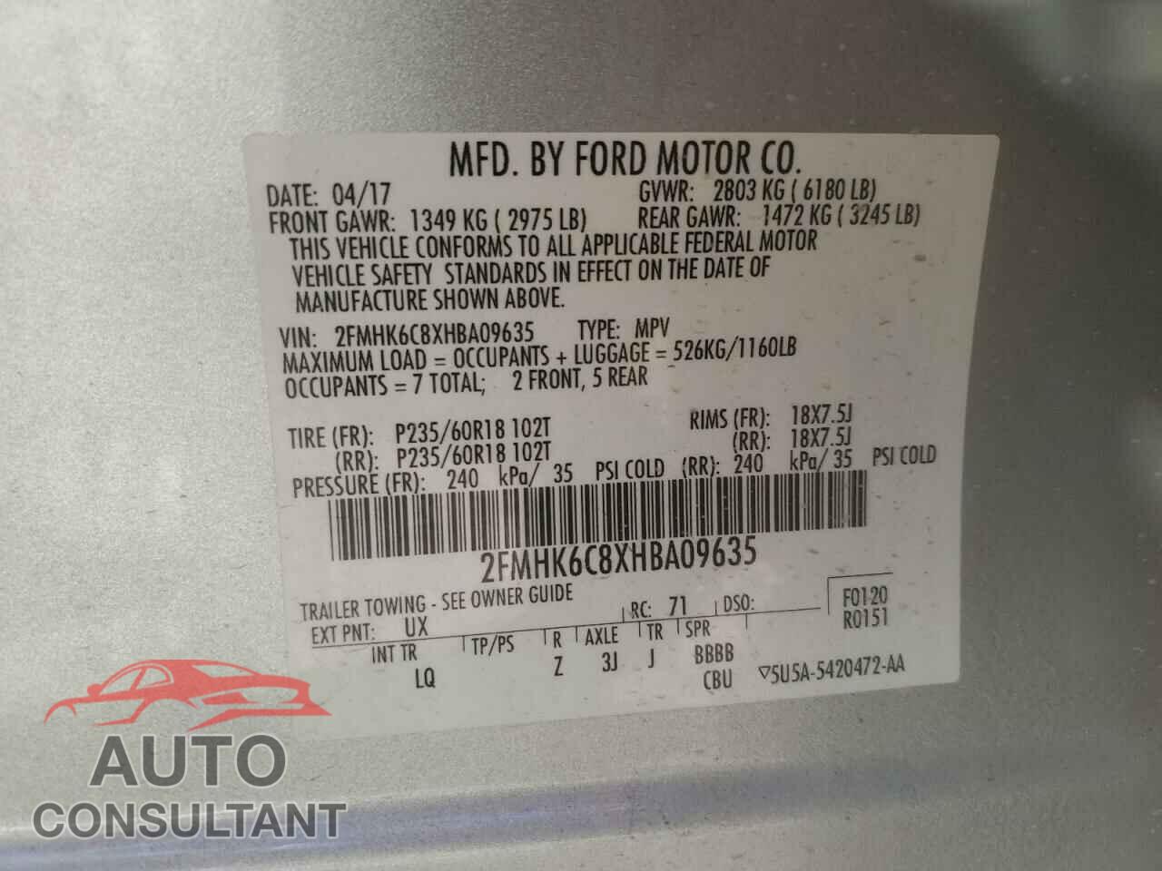 FORD FLEX 2017 - 2FMHK6C8XHBA09635