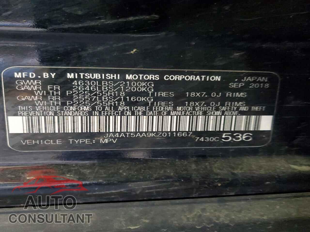 MITSUBISHI ECLIPSE 2019 - JA4AT5AA9KZ011667