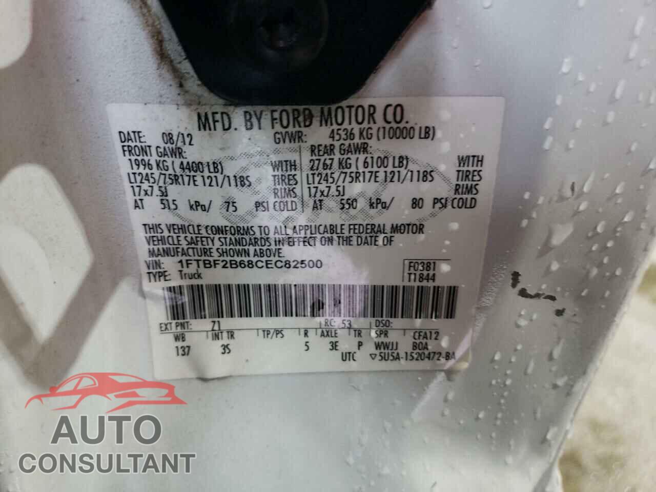 FORD F250 2012 - 1FTBF2B68CEC82500