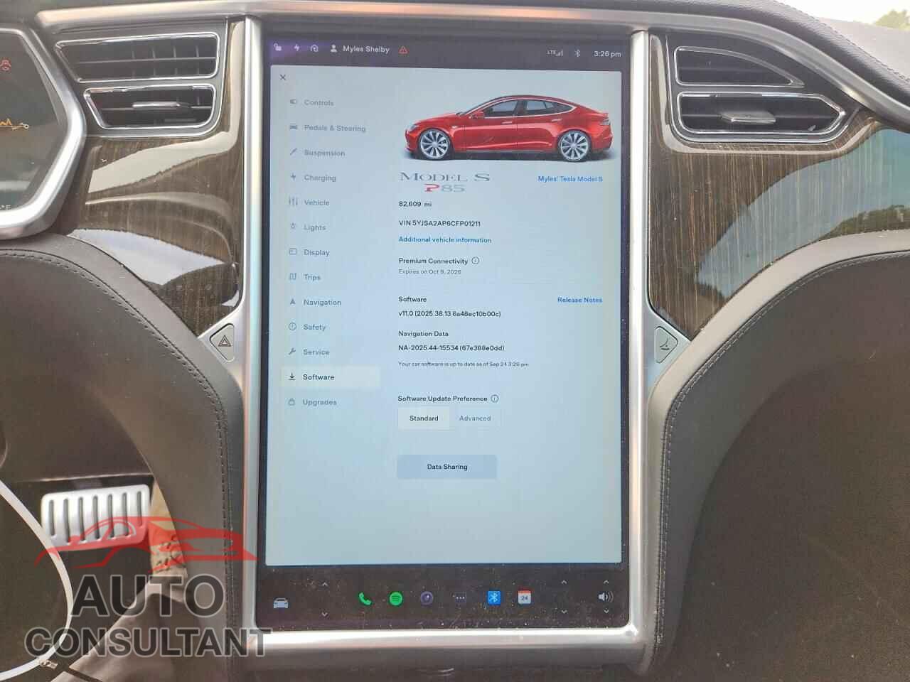 TESLA MODEL S 2012 - 5YJSA2AP6CFP01211
