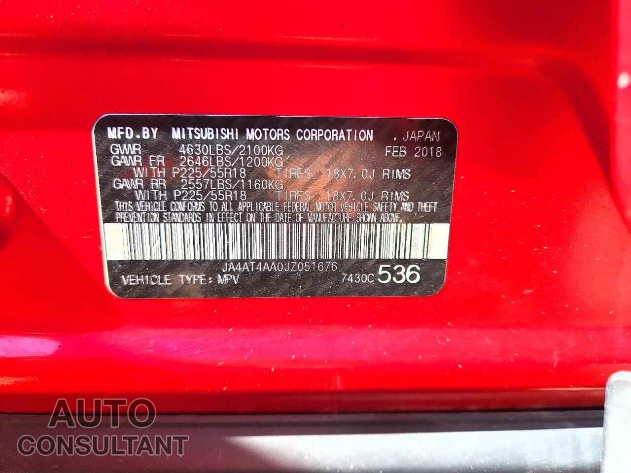 MITSUBISHI ECLIPSE 2018 - JA4AT4AA0JZ051676