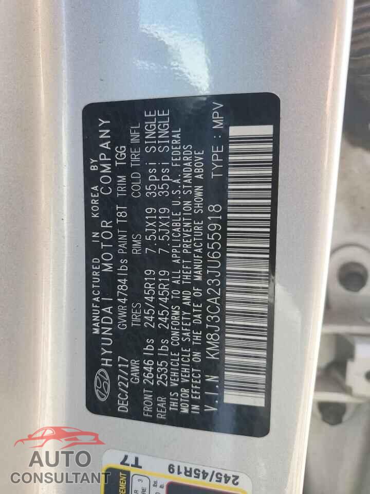 HYUNDAI TUCSON 2018 - KM8J3CA23JU655918
