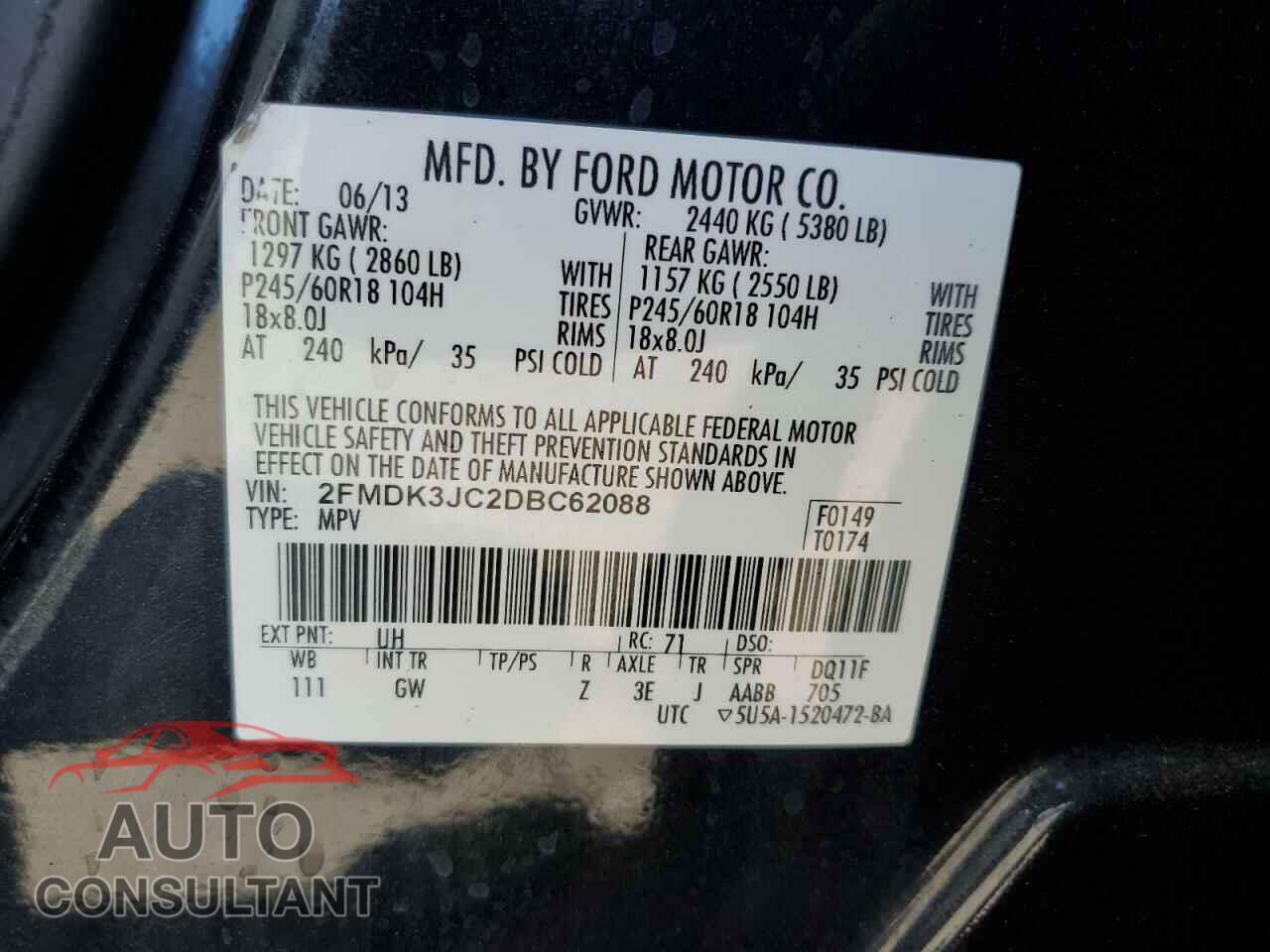 FORD EDGE 2013 - 2FMDK3JC2DBC62088