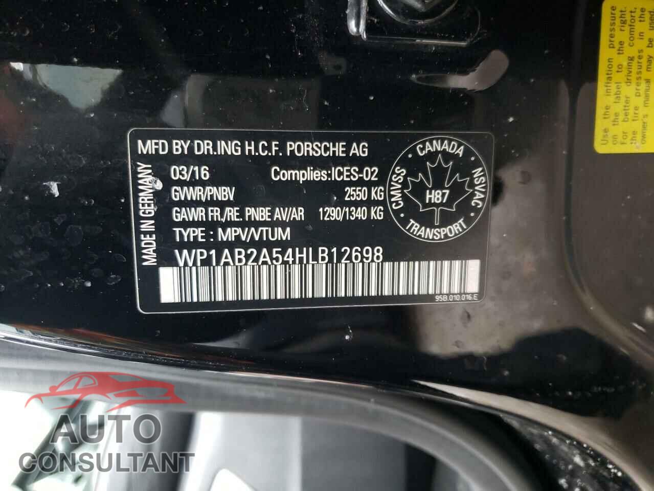 PORSCHE MACAN 2017 - WP1AB2A54HLB12698