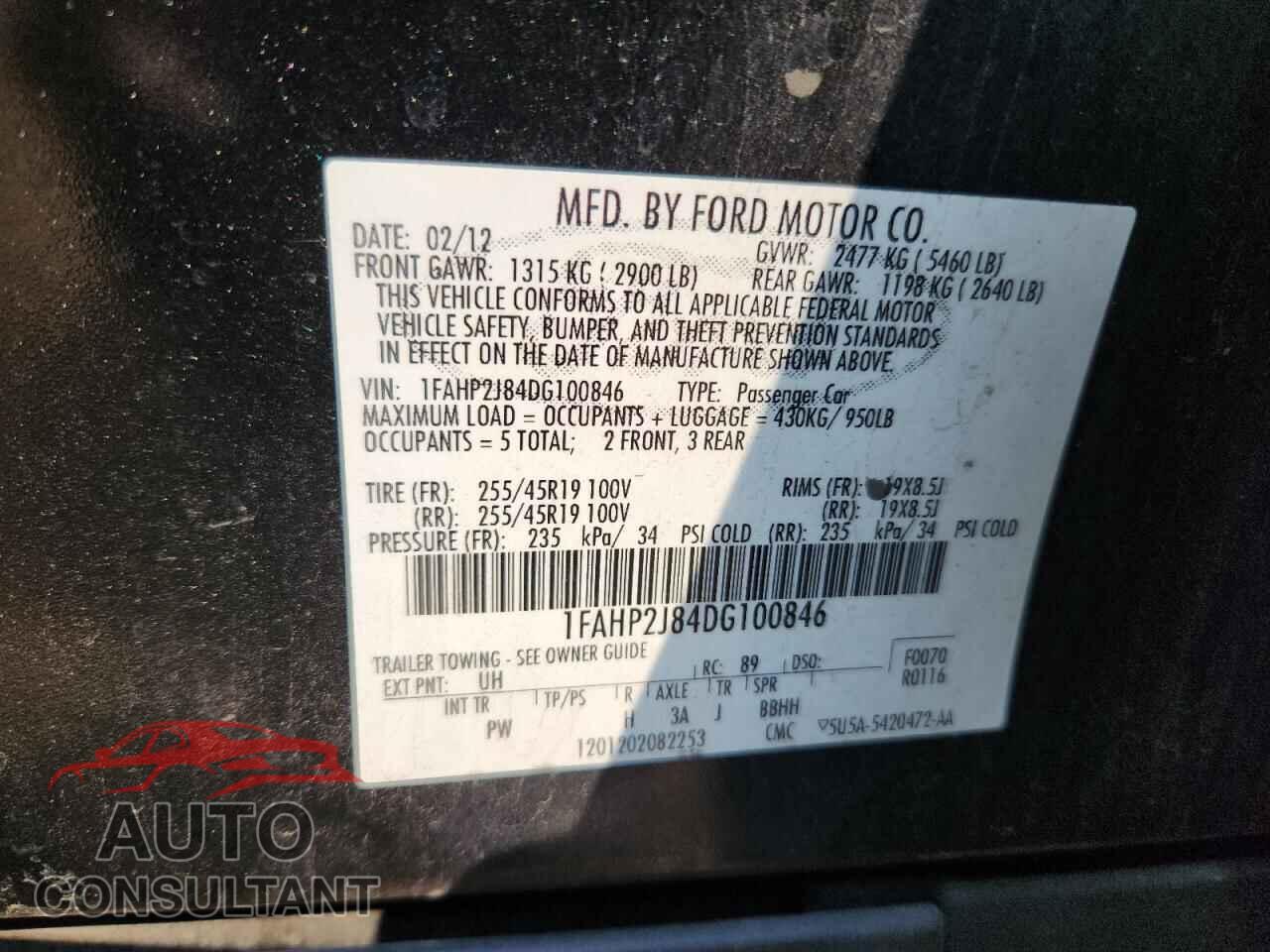 FORD TAURUS 2013 - 1FAHP2J84DG100846
