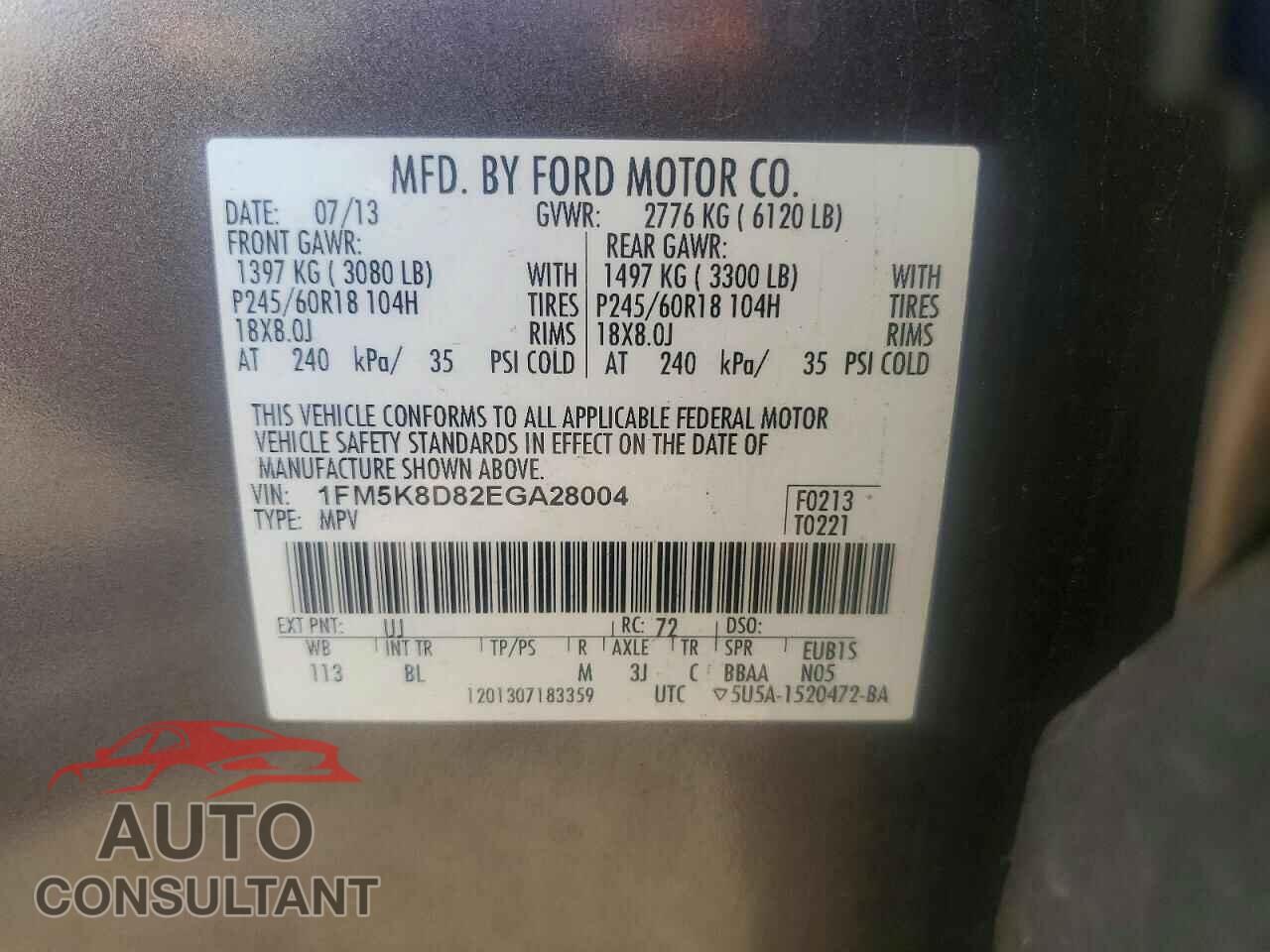 FORD EXPLORER 2014 - 1FM5K8D82EGA28004