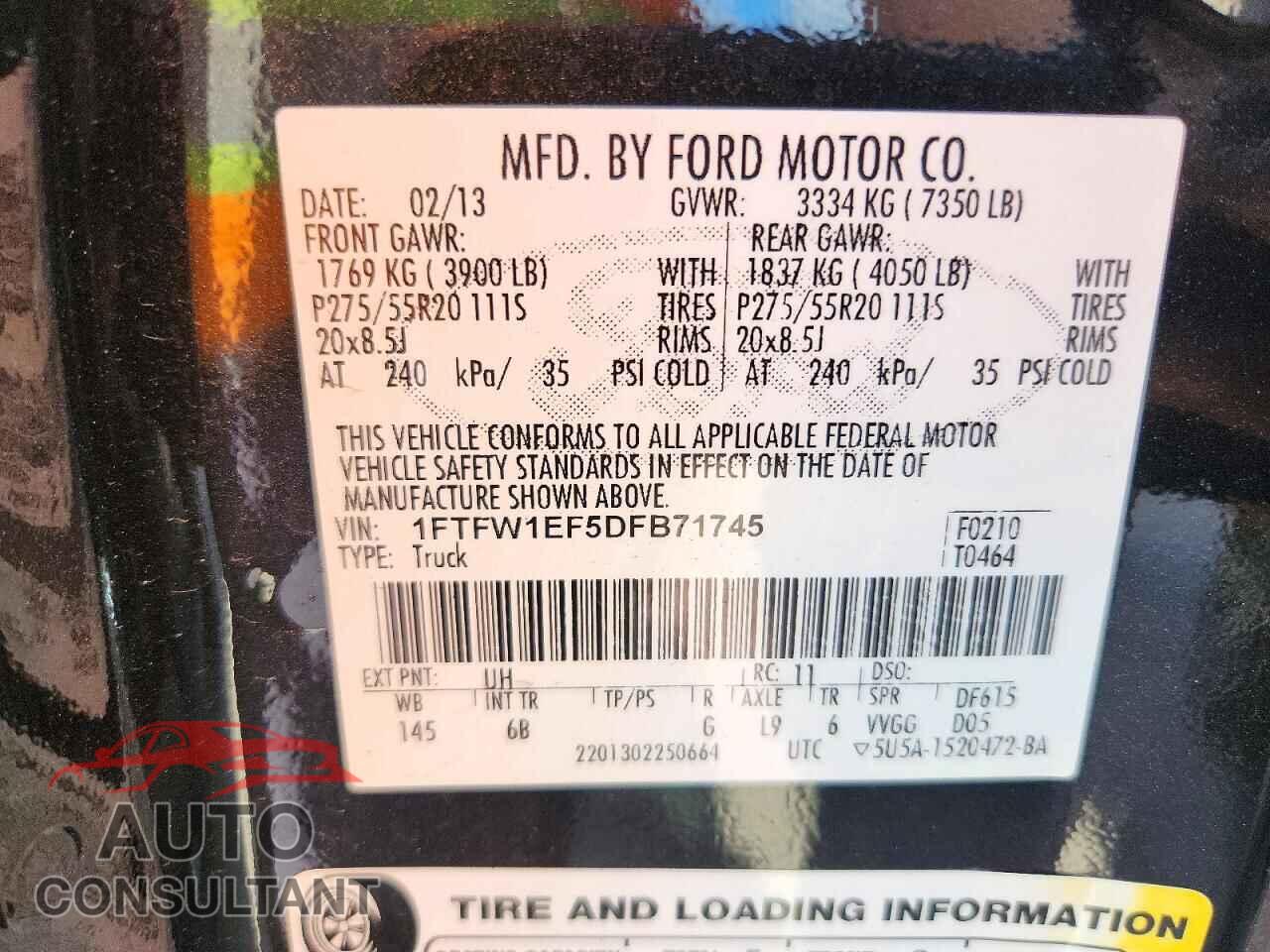 FORD F150 2013 - 1FTFW1EF5DFB71745