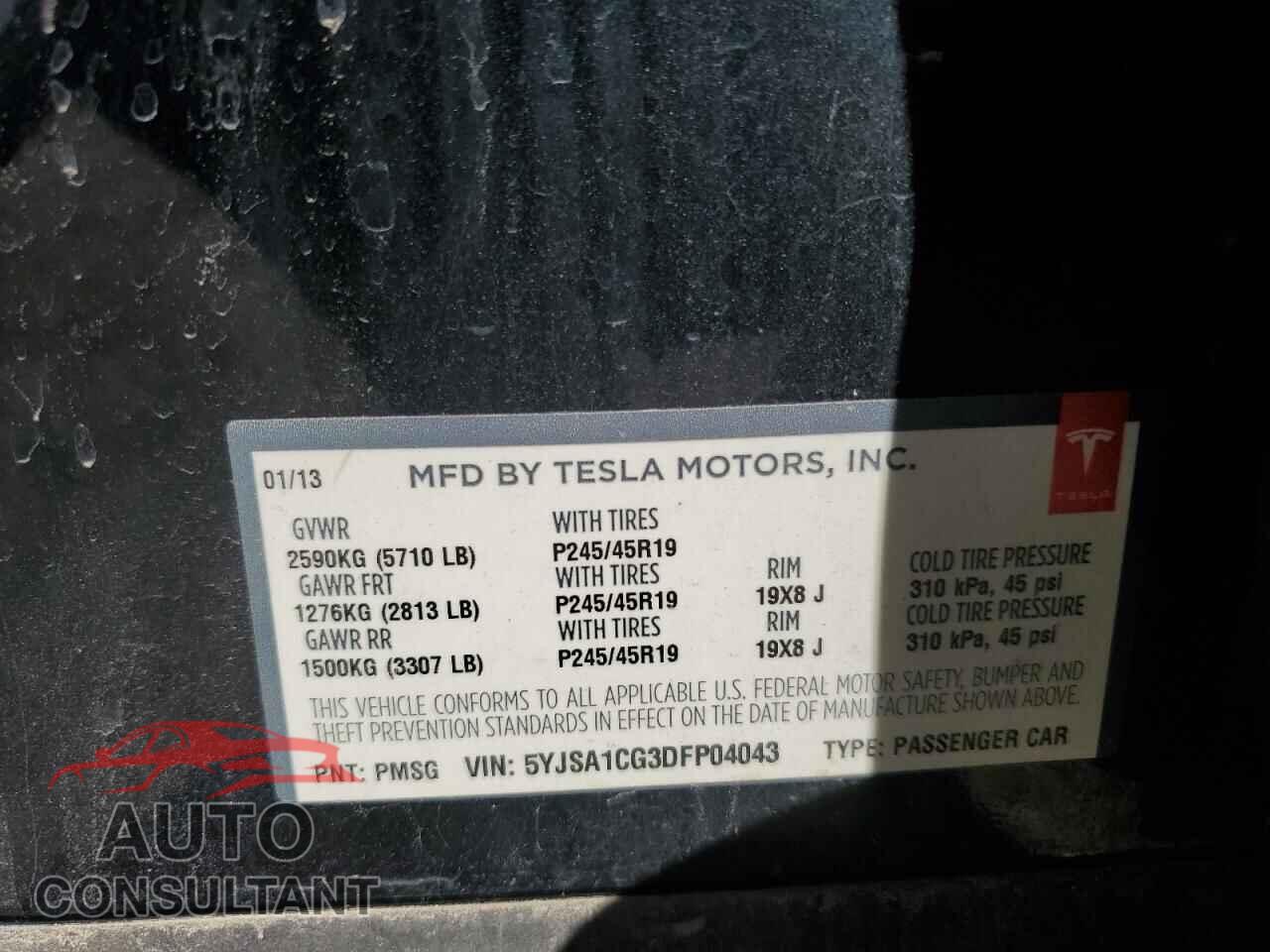 TESLA MODEL S 2013 - 5YJSA1CG3DFP04043