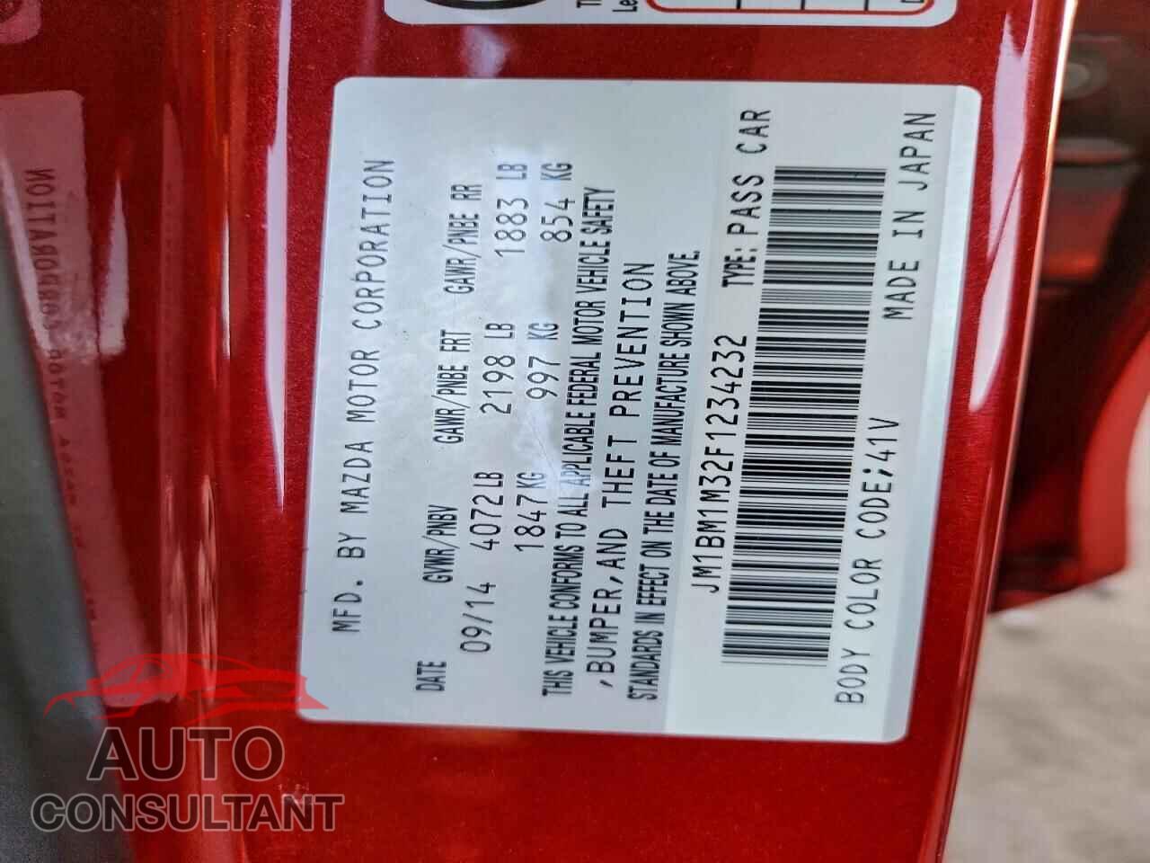 MAZDA 3 2015 - JM1BM1M32F1234232