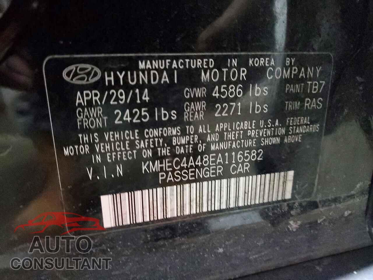 HYUNDAI SONATA 2014 - KMHEC4A48EA116582